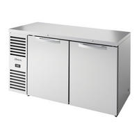 60-Inch Two-Section Reach-In Back Bar Cooler with Stainless Steel Top and Solid Locking Doors
