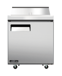 Juneau 28-Inch 1-Section Refrigerated Prep Table with Rear-Mounted Self-Contained Refrigeration, 8-Pan Capacity