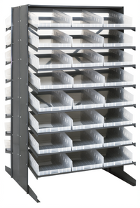 Quantum Sloped Double-Sided Pick Rack with 48 Clear Bins, 36 x 36 x 60 Inches, 800 lb. Capacity