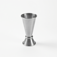 American Metalcraft Stainless Steel Rolled-Edge Satin Finish Jigger, 1/2 oz. x 1-1/2 oz.