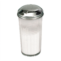 American Metalcraft 12 oz. Clear SAN Plastic Nestable Sugar Pourer/Shaker with Stainless Steel Top