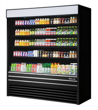 Turbo Air Vertical Air Curtain Open Display Merchandiser, 72-Inch, 34.7 Cu. Ft., 4-Tier, 8-Shelf, Black, Self-Contained R290