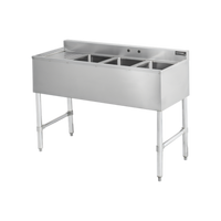 Sapphire Manufacturing Three-Compartment Underbar Sink with Right Drainboard, 48-Inch, 304 Stainless Steel
