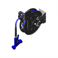 T&S Brass Open Epoxy Coated Steel Retractable Hose Reel System with 35' Hose and Rear Trigger Spray Valve