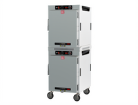 Metro HotBlox Wide 16-Pan Stacked Dual Cavity Mobile Insulated Holding Cabinet with Solid Doors and Analog Controls