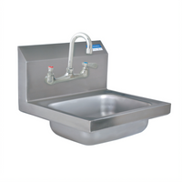 BK Resources Wall-Mount Hand Wash Sink with Faucet, 14 x 10 x 5-Inch Bowl, 304 Stainless Steel