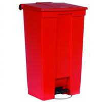 Rubbermaid Commercial Step-On 23 Gallon Red Waste Container with Hands-Free Pedal Lid