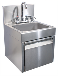 Glastender Wall-Mount Stainless Steel Hand Sink with Faucet, Soap Dispenser, and C-Fold Towel Dispenser, 14 x 15 Inches