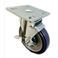 4-Piece Universal Swivel Square Plate Caster Set with Locks, 5-Inch Polyurethane Wheels, 4-Inch x 4-Inch Plate