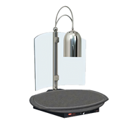 Hatco Decorative Freestanding Carving Station with Round Heated Simulated Stone Base, Single Heat Lamp, Sneeze Guard, and Cutting Board