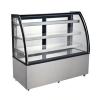 Omcan 60-Inch Curved Glass Floor Refrigerated Showcase, 18.89 Cu. Ft., See-Thru, 3-Shelf