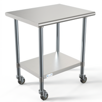 KoolMore Stainless Steel Work Table with Undershelf and Locking Casters, 30 x 24 x 34 Inches