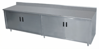 Advance Tabco Special Value Series Enclosed Work Table with Cabinet Base, 108 x 24 Inches, 16-Gauge 304 Stainless Steel Top, 5-Inch Backsplash