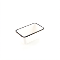 American Metalcraft Endurance Rectangular Melamine Serving Bowl, 26 oz., White with Black Rim