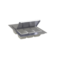 Ice-Chilled Stainless Steel 6-Compartment Bar Garnish Caddy with 16 oz Cups