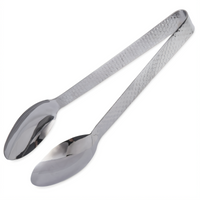 Terra 10-Inch Stainless Steel Serving and Ice Tongs, Hammered Mirror Finish
