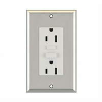 John Boos Heavy Duty NEMA 5-15 GFCI Receptacle with Stainless Steel Face Plate, Gray
