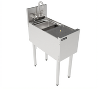 Top Shelf 12-Inch Wide Stainless Steel Underbar Prep Sink with Sink Bowl and Glass Rinser
