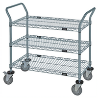 Quantum 36 x 21-Inch 3-Shelf Wire Utility Bus Cart with U-Shaped Handles, Gray Epoxy Finish