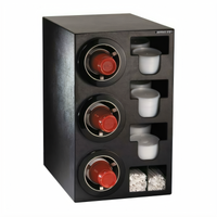 Dispense-Rite CTC-C-3BT Adjustable Countertop Combination Cup Dispensing Cabinet with Lid and Straw Storage