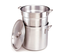 Crestware 20 Qt Aluminum Pasta Cooker Set, 3-Piece with Pot, Perforated Insert and Cover