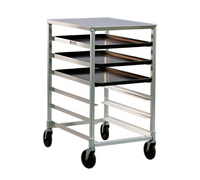 New Age Mobile Half-Size Open-Side Aluminum Pan Rack with Stainless Steel Top, 6-Pan Capacity