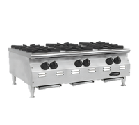 RedHots Chef's Line 36-Inch 6-Burner Countertop Gas Hot Plate, Natural Gas, Stainless Steel Front