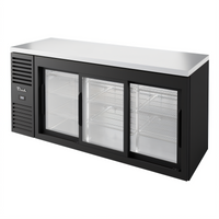 True Premier Bar 72-Inch Three-Section Refrigerated Back Bar Cooler with Sliding Glass Doors