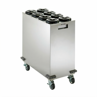Dispense-Rite Mobile Stainless Steel Cup Dispensing Cart with 8 Dispensers