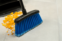 Duo-Sweep Flagged Lobby Broom with 30-Inch Black Metal Handle, Blue