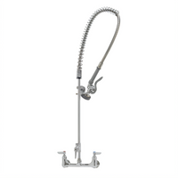 T&S EasyInstall B-0133-ADF-LN 8 Inch Wall-Mount Pre-Rinse Unit with Mixing Faucet, 18 Inch Riser & 1.42 GPM Spray Valve, Polished Chrome