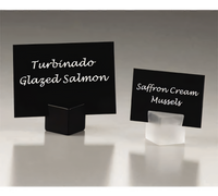Mini Black Chalk Cards with White Marker, Picks, and Acrylic Holders, 3 x 2 Inch, Pack of 20
