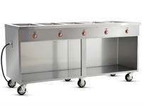 Handy Line Mobile Dry Radiant Heated Serving Cabinet with 5 Wells, 77-1/2-Inch Wide