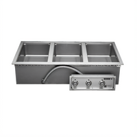 Wells MOD-300DM Three-Well Top-Mount Built-In Electric Drop-In Food Warmer with Drains and Manifold