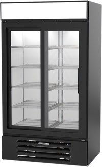 Beverage-Air MarketMax 2-Section Black Sliding Glass Door Reach-In Refrigerated Merchandiser, 35.4 Cu. Ft.