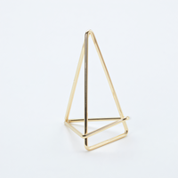 American Metalcraft Geometric Gold Metal Menu Card Holder, 3-Inch