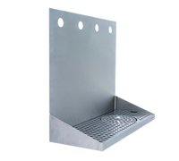 16-Inch Wall-Mount Stainless Steel Drip Tray Trough with Integral Glass Rinser