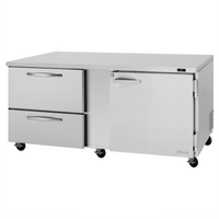 Turbo Air PRO Two-Section Undercounter Refrigerator with 1 Solid Door and 2 Drawers, 18.8 Cu. Ft.