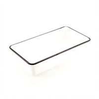 American Metalcraft Endurance Rectangular Melamine Serving Bowl, 82 oz., White with Black Rim