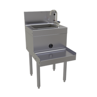 Glastender Freestanding Underbar Blender Station with Dump Sink and Blender Recessed Step, Right-Side Faucet, 18 x 24 Inches
