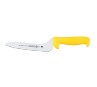 Mundial 9-Inch Offset Sandwich Knife with Serrated High Carbon Stainless Steel Blade and Yellow Handle