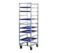 New Age Mobile Full-Height Aluminum Bun Pan Rack, 10-Pan Capacity, End Loading