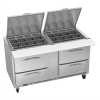 Victory UltraSpec™ V-Core™ Two-Section Sandwich Prep Table with 4 Drawers and 24-Pan Top, 60-Inch Wide