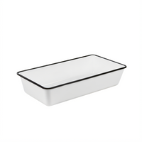 American Metalcraft Endurance Rectangular Melamine Serving Bowl, 144 oz., White with Black Rim