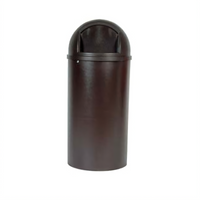 Marshal Classic 15-Gallon Round Dome-Lid Bathroom Trash Can, Brown