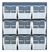 Quantum Wall-Mounted Louvered Storage Panel Starter Unit with 9 Clear Bins, 18 x 19 in.