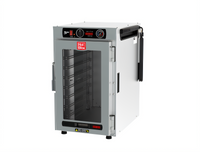 Metro HotBlox Narrow 8-Pan Pass-Thru Insulated Holding Cabinet, Countertop/Stacking, Analog, Clear Front Door, Solid Rear Door, 120V
