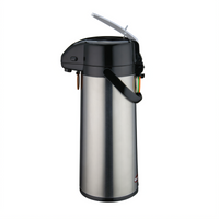 Winco 2.5 Liter Stainless Steel Lever-Top Airpot with Glass Liner and Swivel Base
