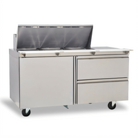 Delfield Mega Top 60-Inch Two-Section Sandwich/Salad Prep Table Refrigerator with 18-Pan Top