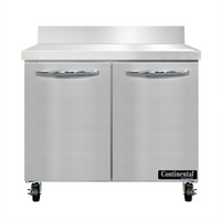 Continental Refrigerator 36-Inch Two-Section Worktop Freezer with Solid Doors and 5-1/2-Inch Backsplash